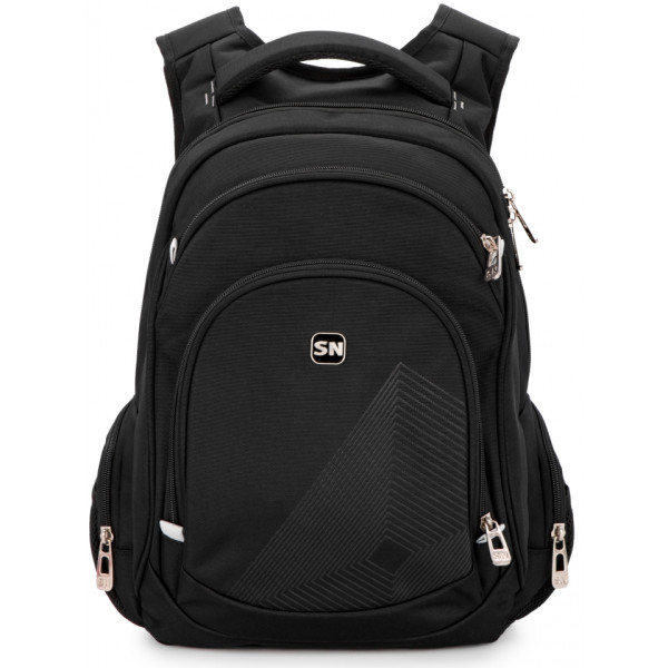 Чорний шкільний рюкзак з USB-слотом для підлітків, водонепроникний, 23 л, ортопедична спинка Чорний шкільний рюкзак з USB-слотом для підлітків, водонепроникний, 23 л, ортопедична спинка