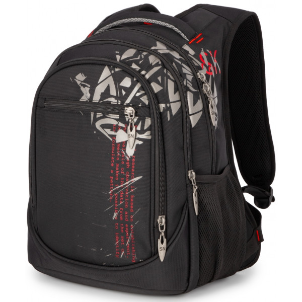 Шкільний рюкзак Sky Name (Winner) для хлопчиків, на 3 відділення, чорний з червоним, водонепроникний Шкільний рюкзак Sky Name (Winner) для хлопчиків, на 3 відділення, чорний з червоним, водонепроникний