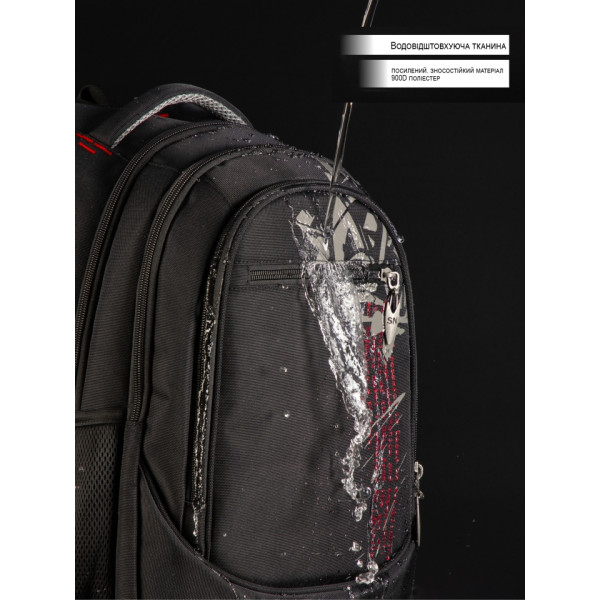 Шкільний рюкзак Sky Name (Winner) для хлопчиків, на 3 відділення, чорний з червоним, водонепроникний Шкільний рюкзак Sky Name (Winner) для хлопчиків, на 3 відділення, чорний з червоним, водонепроникний