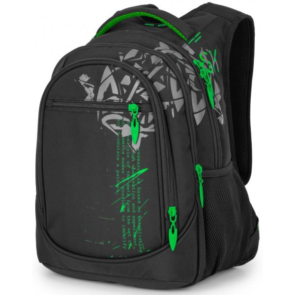 Шкільний рюкзак Sky Name (Winner) для хлопчиків, на 3 відділення, чорний з зеленим, водонепроникний Шкільний рюкзак Sky Name (Winner) для хлопчиків, на 3 відділення, чорний з зеленим, водонепроникний
