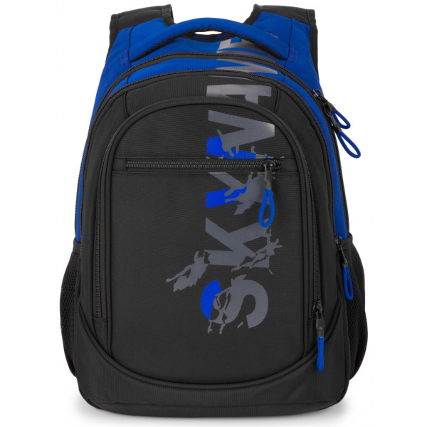 Шкільний рюкзак Sky Name (Winner) для хлопчиків, на 3 відділення, ортопедична спинка, чорний з синім, 21 л Шкільний рюкзак Sky Name (Winner) для хлопчиків, на 3 відділення, ортопедична спинка, чорний з синім, 21 л