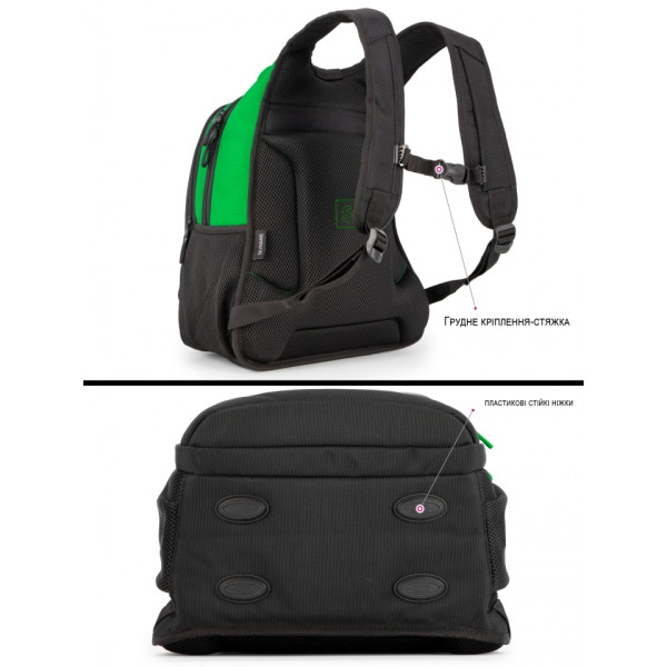 Шкільний рюкзак Sky Name (Winner) для хлопчиків, на 3 відділення, ортопедична спинка, чорний з зеленим, 21 л Шкільний рюкзак Sky Name (Winner) для хлопчиків, на 3 відділення, ортопедична спинка, чорний з зеленим, 21 л
