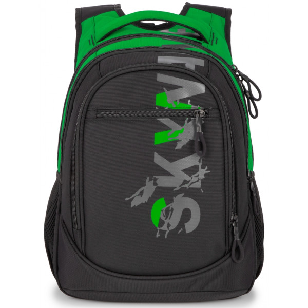 Шкільний рюкзак Sky Name (Winner) для хлопчиків, на 3 відділення, ортопедична спинка, чорний з зеленим, 21 л Шкільний рюкзак Sky Name (Winner) для хлопчиків, на 3 відділення, ортопедична спинка, чорний з зеленим, 21 л