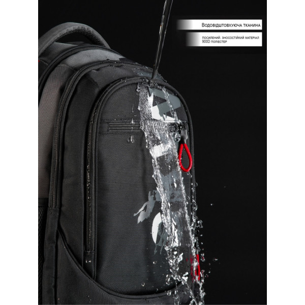 Шкільний рюкзак Sky Name (Winner) для підлітків, на 3 відділення, чорний з червоним