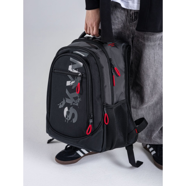 Шкільний рюкзак Sky Name (Winner) для підлітків, на 3 відділення, чорний з червоним