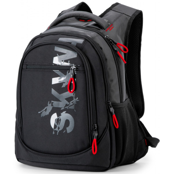 Шкільний рюкзак Sky Name (Winner) для підлітків, на 3 відділення, чорний з червоним