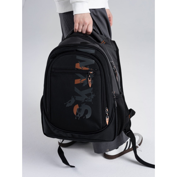 Шкільний рюкзак Sky Name (Winner) для хлопчиків, на 3 відділення, ортопедична спинка, чорний з сірим Шкільний рюкзак Sky Name (Winner) для хлопчиків, на 3 відділення, ортопедична спинка, чорний з сірим