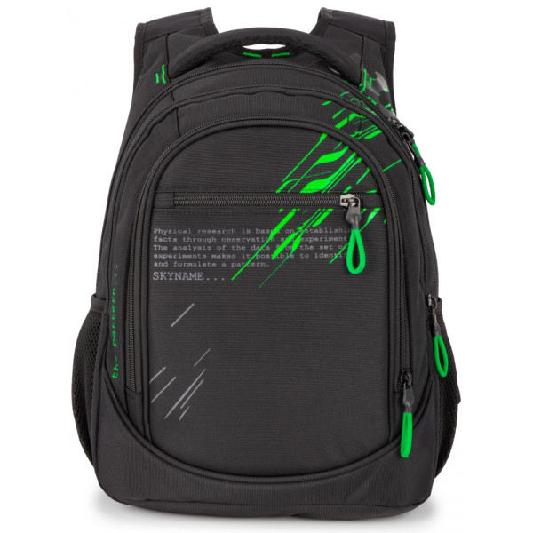 Шкільний рюкзак Sky Name (Winner) для хлопчиків, на 3 відділення, ортопедична спинка, чорний з зеленим Шкільний рюкзак Sky Name (Winner) для хлопчиків, на 3 відділення, ортопедична спинка, чорний з зеленим