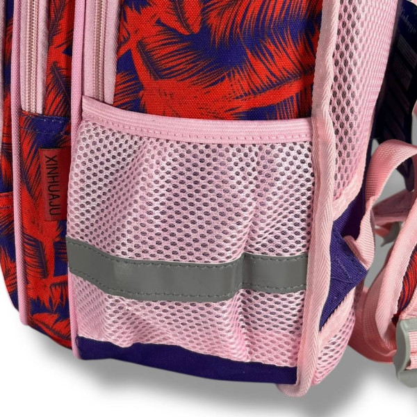 Каркасный школьный рюкзак для девочек с принтом котика, пенал в комплекте, фиолетовый, 22 л Каркасный школьный рюкзак для девочек с принтом котика, пенал в комплекте, фиолетовый, 22 л