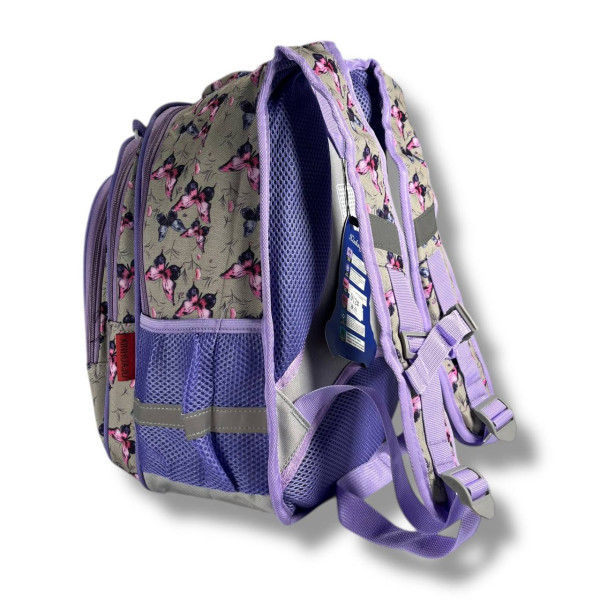 Каркасный школьный рюкзак для девочек с принтом котика, пенал в комплекте, серый, на 3 отделения Каркасный школьный рюкзак для девочек с принтом котика, пенал в комплекте, серый, на 3 отделения