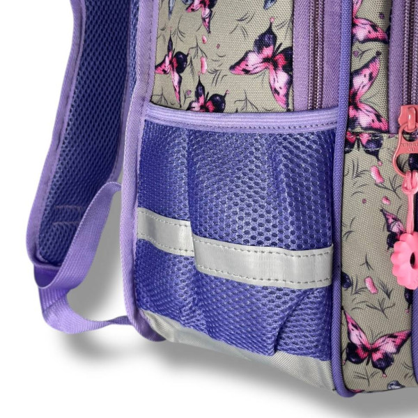 Каркасный школьный рюкзак для девочек с принтом котика, пенал в комплекте, серый, на 3 отделения Каркасный школьный рюкзак для девочек с принтом котика, пенал в комплекте, серый, на 3 отделения