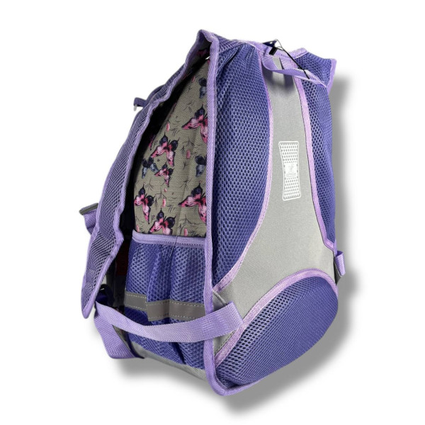 Каркасный школьный рюкзак для девочек с принтом котика, пенал в комплекте, серый, на 3 отделения Каркасный школьный рюкзак для девочек с принтом котика, пенал в комплекте, серый, на 3 отделения