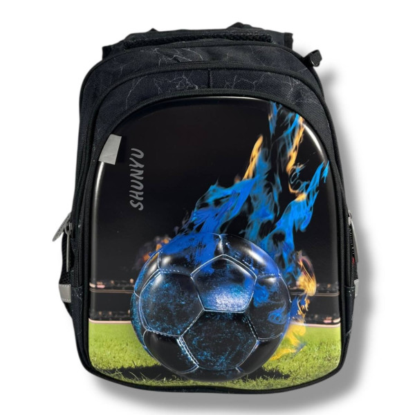 Черный школьный рюкзак для мальчиков с принтом Мячик, водонепроницаемый, пенал в комплекте, на 3 отделения Черный школьный рюкзак для мальчиков с принтом Мячик, водонепроницаемый, пенал в комплекте, на 3 отделения