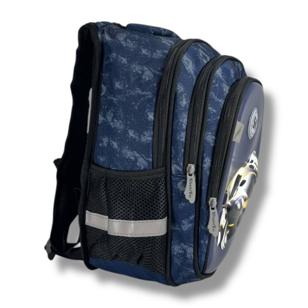 Синий школьный рюкзак с принтом Машинка, 22 л, водонепроницаемый, пенал в комплекте Синий школьный рюкзак с принтом Машинка, 22 л, водонепроницаемый, пенал в комплекте