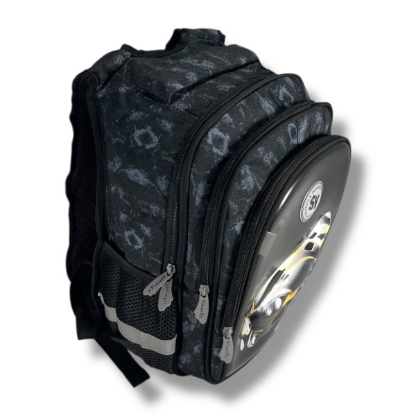 Черный школьный рюкзак с принтом Машинка, 22 л, водонепроницаемый, пенал в комплекте Черный школьный рюкзак с принтом Машинка, 22 л, водонепроницаемый, пенал в комплекте