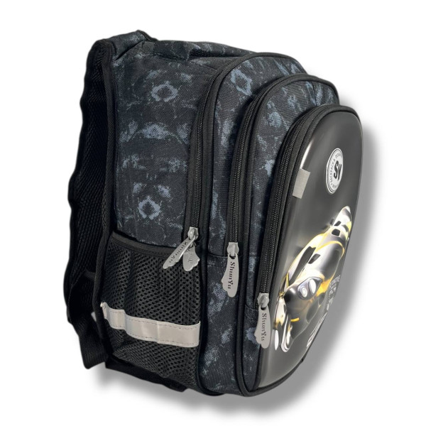 Черный школьный рюкзак с принтом Машинка, 22 л, водонепроницаемый, пенал в комплекте Черный школьный рюкзак с принтом Машинка, 22 л, водонепроницаемый, пенал в комплекте