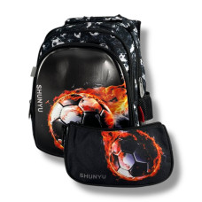 Черный школьный рюкзак для мальчиков с принтом Мячик, водонепроницаемый, пенал в комплекте