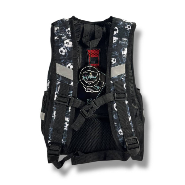 Черный школьный рюкзак для мальчиков с принтом Мячик, водонепроницаемый, пенал в комплекте Черный школьный рюкзак для мальчиков с принтом Мячик, водонепроницаемый, пенал в комплекте