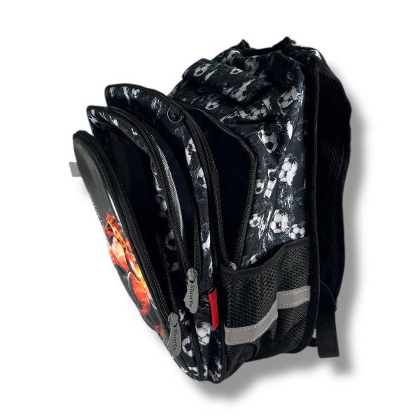 Черный школьный рюкзак для мальчиков с принтом Мячик, водонепроницаемый, пенал в комплекте Черный школьный рюкзак для мальчиков с принтом Мячик, водонепроницаемый, пенал в комплекте