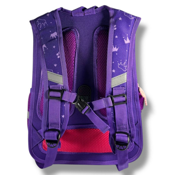 Школьный рюкзак для девочек 6–9 лет с принтом Котик с пеналом в комплекте, фиолетовый Школьный рюкзак для девочек 6–9 лет с принтом Котик с пеналом в комплекте, фиолетовый