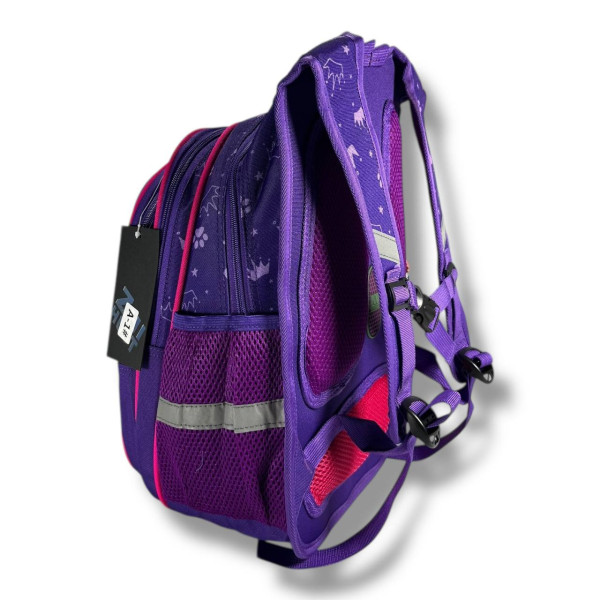 Школьный рюкзак для девочек 6–9 лет с принтом Котик с пеналом в комплекте, фиолетовый Школьный рюкзак для девочек 6–9 лет с принтом Котик с пеналом в комплекте, фиолетовый