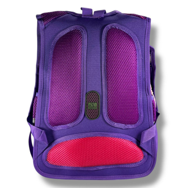 Каркасный школьный рюкзак для девочек с принтом котика, пенал в комплекте, фиолетовый Каркасный школьный рюкзак для девочек с принтом котика, пенал в комплекте, фиолетовый