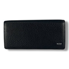 Жіночий гаманець із натуральної шкіри, чорний (18×9 см)