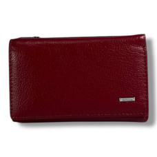 Класичний компактний гаманець з натуральної шкіри, темно-червоний, на магнітній застібці