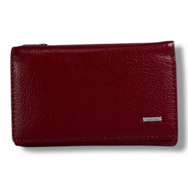 Классический компактный кошелек из натуральной кожи, темно-красный, на магнитной застежке