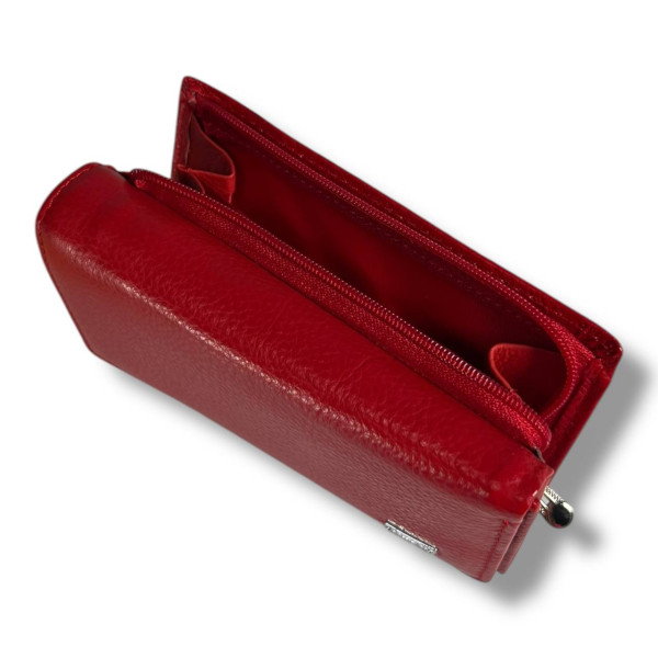 Классический компактный кошелек из натуральной кожи, красный, на магнитной застежке Классический компактный кошелек из натуральной кожи, красный, на магнитной застежке
