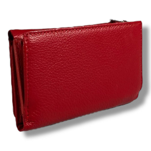 Классический компактный кошелек из натуральной кожи, красный, на магнитной застежке Классический компактный кошелек из натуральной кожи, красный, на магнитной застежке