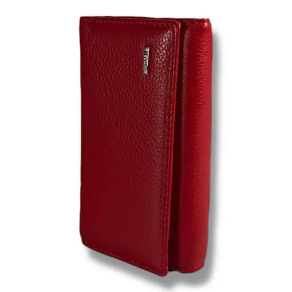 Классический компактный кошелек из натуральной кожи, красный, на магнитной застежке Классический компактный кошелек из натуральной кожи, красный, на магнитной застежке