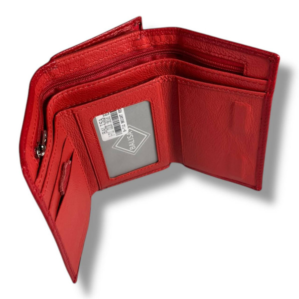 Классический компактный кошелек из натуральной кожи, красный, на магнитной застежке Классический компактный кошелек из натуральной кожи, красный, на магнитной застежке