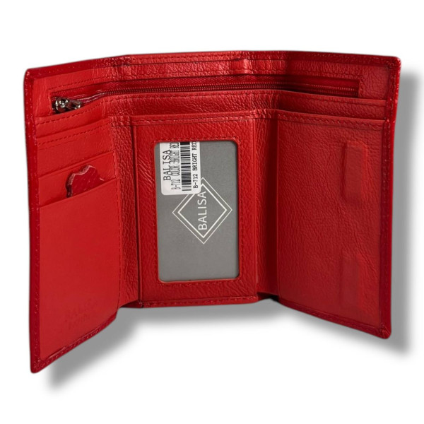 Классический компактный кошелек из натуральной кожи, красный, на магнитной застежке Классический компактный кошелек из натуральной кожи, красный, на магнитной застежке