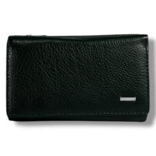 Класичний компактний гаманець з натуральної шкіри, темно-зелений, на магнітній застібці