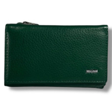 Классический компактный кошелек из натуральной кожи, зеленый, на магнитной застежке