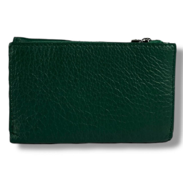 Классический компактный кошелек из натуральной кожи, зеленый, на магнитной застежке Классический компактный кошелек из натуральной кожи, зеленый, на магнитной застежке