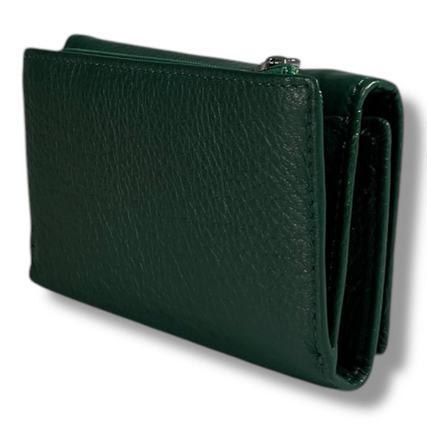 Классический компактный кошелек из натуральной кожи, зеленый, на магнитной застежке Классический компактный кошелек из натуральной кожи, зеленый, на магнитной застежке
