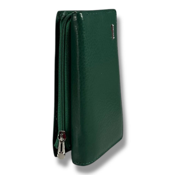 Классический компактный кошелек из натуральной кожи, зеленый, на магнитной застежке Классический компактный кошелек из натуральной кожи, зеленый, на магнитной застежке