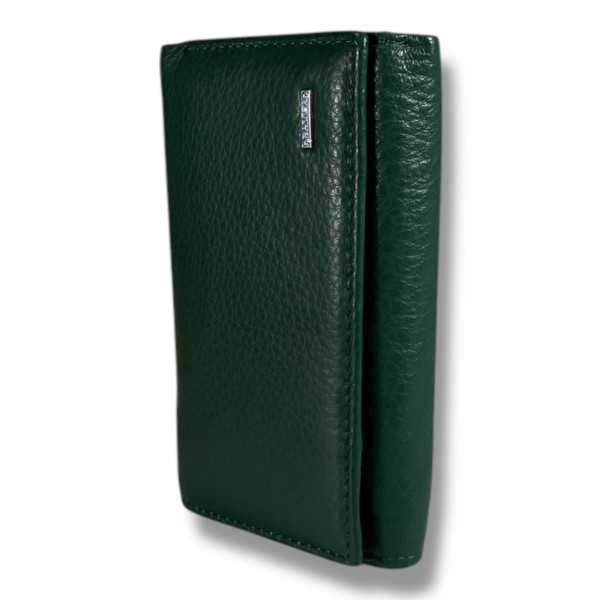 Классический компактный кошелек из натуральной кожи, зеленый, на магнитной застежке Классический компактный кошелек из натуральной кожи, зеленый, на магнитной застежке