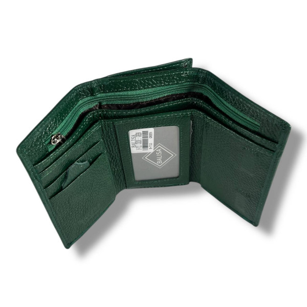 Классический компактный кошелек из натуральной кожи, зеленый, на магнитной застежке Классический компактный кошелек из натуральной кожи, зеленый, на магнитной застежке