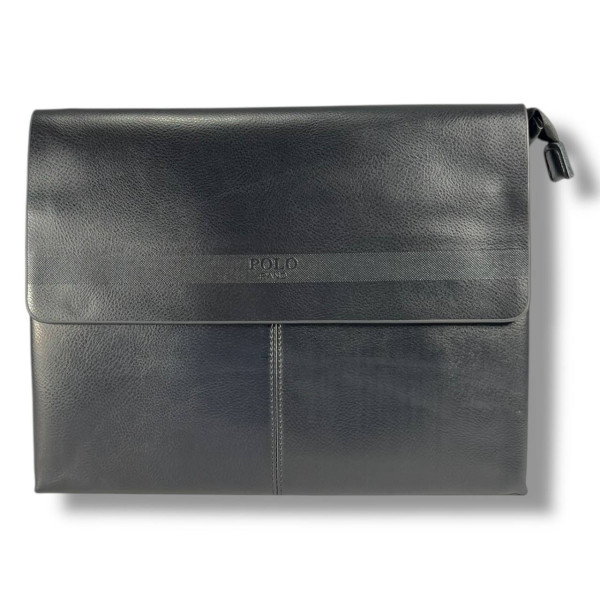 Мужская сумка через плечо из кожзаменителя Polo, черная, на 5 отделений