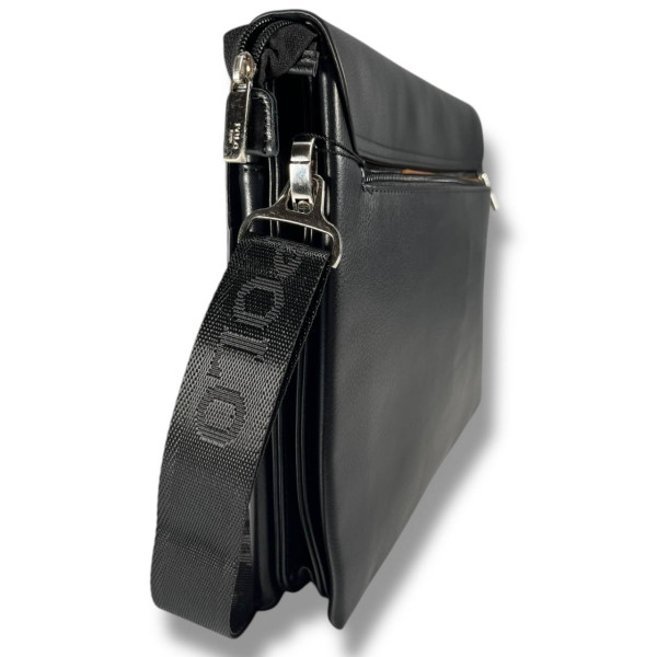 Мужская сумка через плечо из кожзаменителя Polo, черная, на 5 отделений