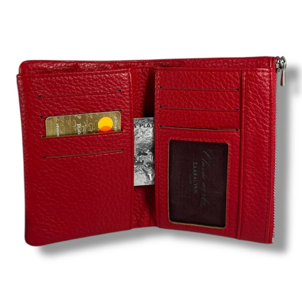 Компактный женский кошелек из качественного кожзаменителя, красный Компактный женский кошелек из качественного кожзаменителя, красный