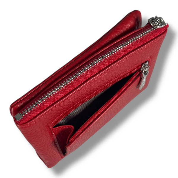 Компактный женский кошелек из качественного кожзаменителя, красный Компактный женский кошелек из качественного кожзаменителя, красный
