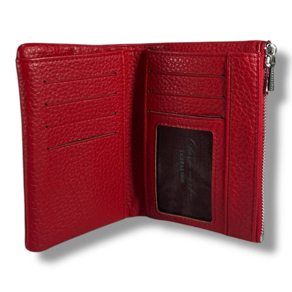 Компактный женский кошелек из качественного кожзаменителя, красный Компактный женский кошелек из качественного кожзаменителя, красный