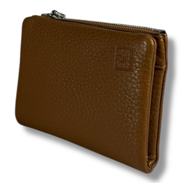 Компактный женский кошелек из качественного кожзаменителя, коричневый Компактный женский кошелек из качественного кожзаменителя, коричневый