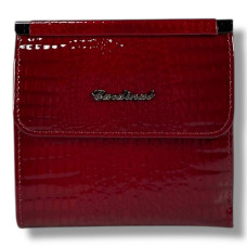 Жіночий гаманець із натуральної лакованої шкіри, місткий та компактний, червоний