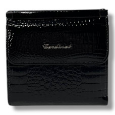 Жіночий гаманець із натуральної лакованої шкіри, місткий та компактний, чорний