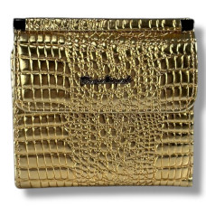 Жіночий гаманець із натуральної лакованої шкіри, місткий та компактний, золотий